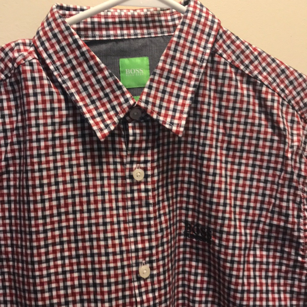 Red and blue men’s button down